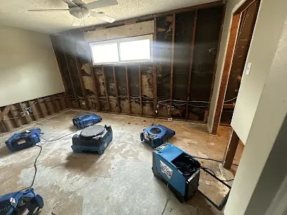 A North Texas home in Forney, TX with drying equipment during a water damage job