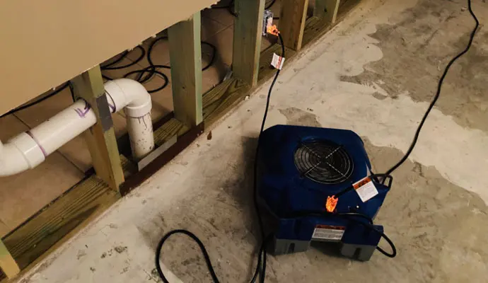 An appliance supply line leak under a sink in a Forney, TX home