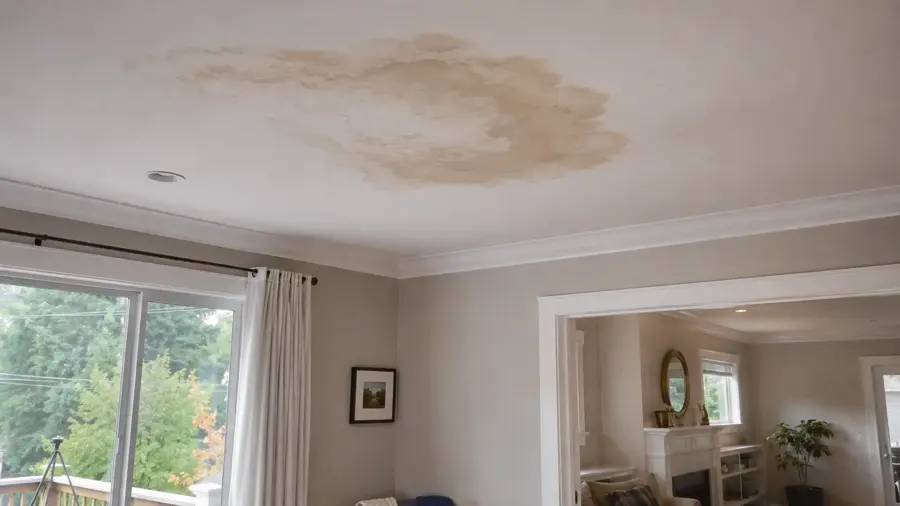 A ceiling leak water stain spreading in a Forney, TX home